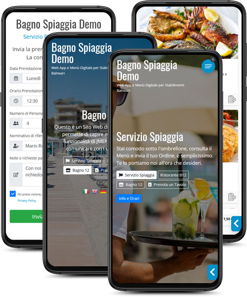 Menu Digitale Stabilimento Balneare con Servizio Spiaggia